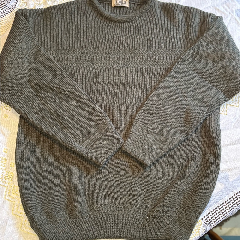 Men's Olive Ribbed Crewneck Sweater